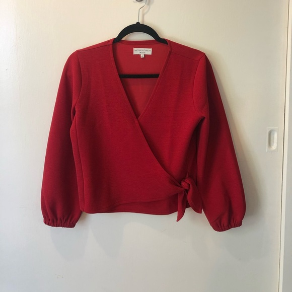 Madewell Red Wrap Top - Picture 1 of 3